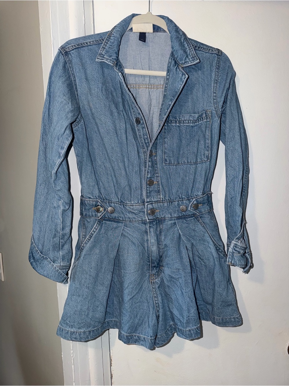 Universal Thread Light Blue Denim Long Sleeve Romper Dress
